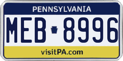 PA license plate MEB8996