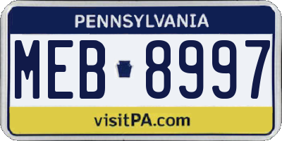 PA license plate MEB8997