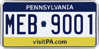 PA license plate MEB9001