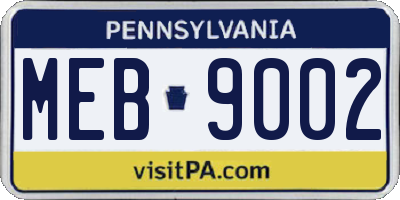 PA license plate MEB9002