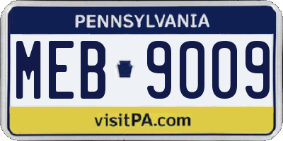 PA license plate MEB9009