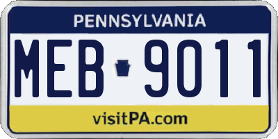 PA license plate MEB9011