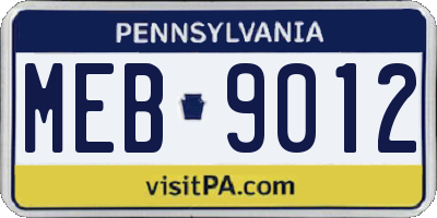 PA license plate MEB9012