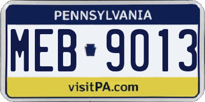 PA license plate MEB9013