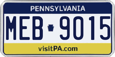 PA license plate MEB9015