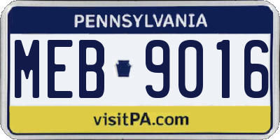 PA license plate MEB9016
