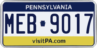 PA license plate MEB9017