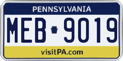 PA license plate MEB9019