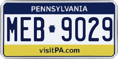 PA license plate MEB9029