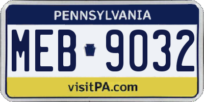 PA license plate MEB9032