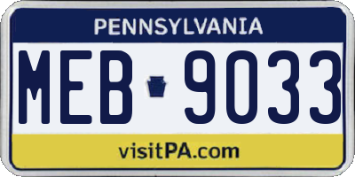 PA license plate MEB9033