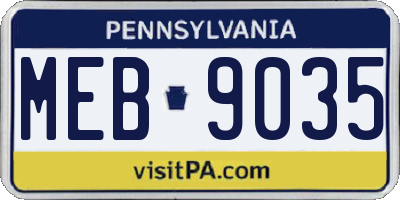 PA license plate MEB9035