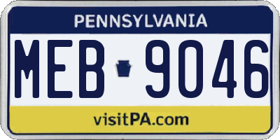 PA license plate MEB9046