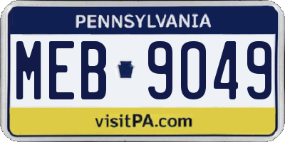 PA license plate MEB9049