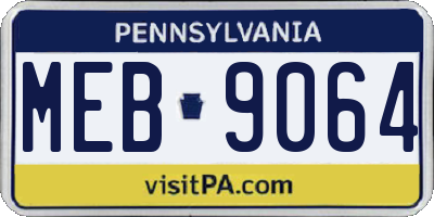PA license plate MEB9064