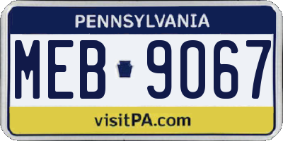 PA license plate MEB9067