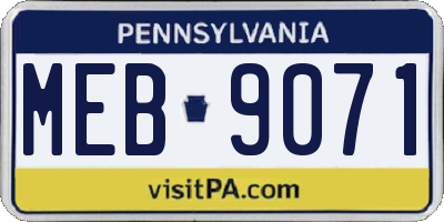 PA license plate MEB9071