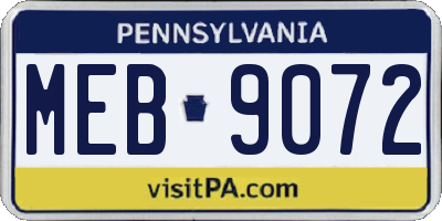 PA license plate MEB9072