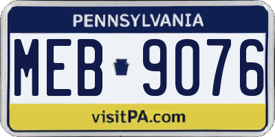 PA license plate MEB9076