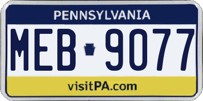 PA license plate MEB9077