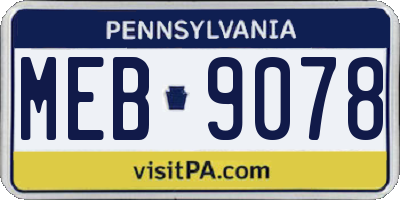 PA license plate MEB9078