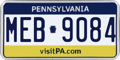 PA license plate MEB9084