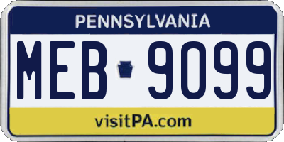 PA license plate MEB9099