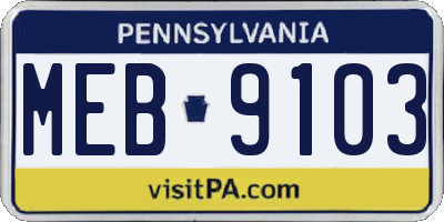 PA license plate MEB9103
