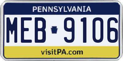 PA license plate MEB9106