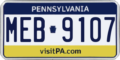 PA license plate MEB9107