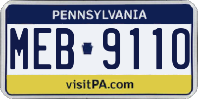 PA license plate MEB9110