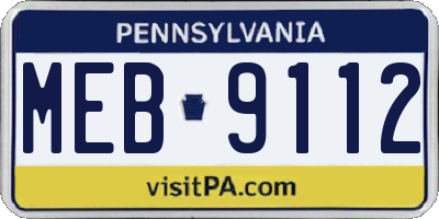 PA license plate MEB9112