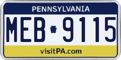 PA license plate MEB9115