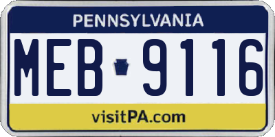 PA license plate MEB9116