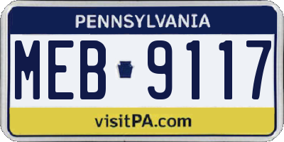 PA license plate MEB9117