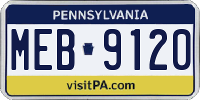 PA license plate MEB9120