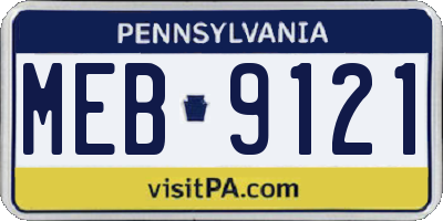 PA license plate MEB9121