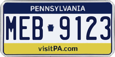 PA license plate MEB9123