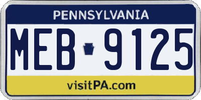 PA license plate MEB9125
