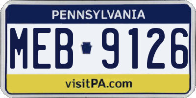 PA license plate MEB9126