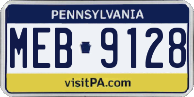 PA license plate MEB9128