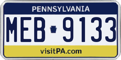 PA license plate MEB9133