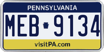 PA license plate MEB9134