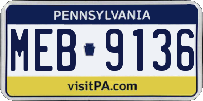 PA license plate MEB9136