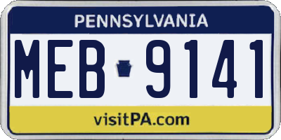 PA license plate MEB9141