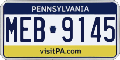 PA license plate MEB9145