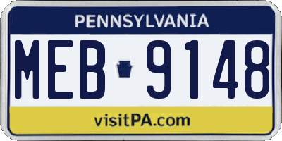 PA license plate MEB9148