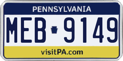 PA license plate MEB9149