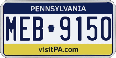 PA license plate MEB9150