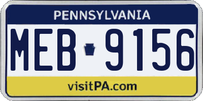 PA license plate MEB9156